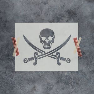 Pirate Stencil - Reusable Pirate Stencil, Large Pirate Stencils, Pirates, Stencil For Pirates, Pirate Skull Stencil, Jolly Roger Stencil