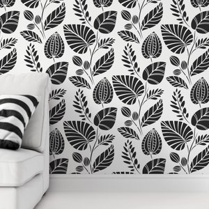 Scandinavian Palm Leaves Pattern Wall Stencil - Decorate your Home for Less - Create DIY Scandinavian Palm Leaves Pattern Wall Home Decor