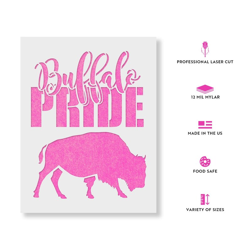 Buffalo Pride Stencil for DIY Painting Projects, Reusable Animal Stencils for Home Decor image 2