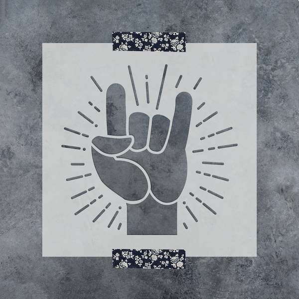 Rock Hand Stencil - Rock And Roll, Rock Hand Stencil, Rock Stencil, Fabric Stencils, Vintage Stencils, Stencil Designs