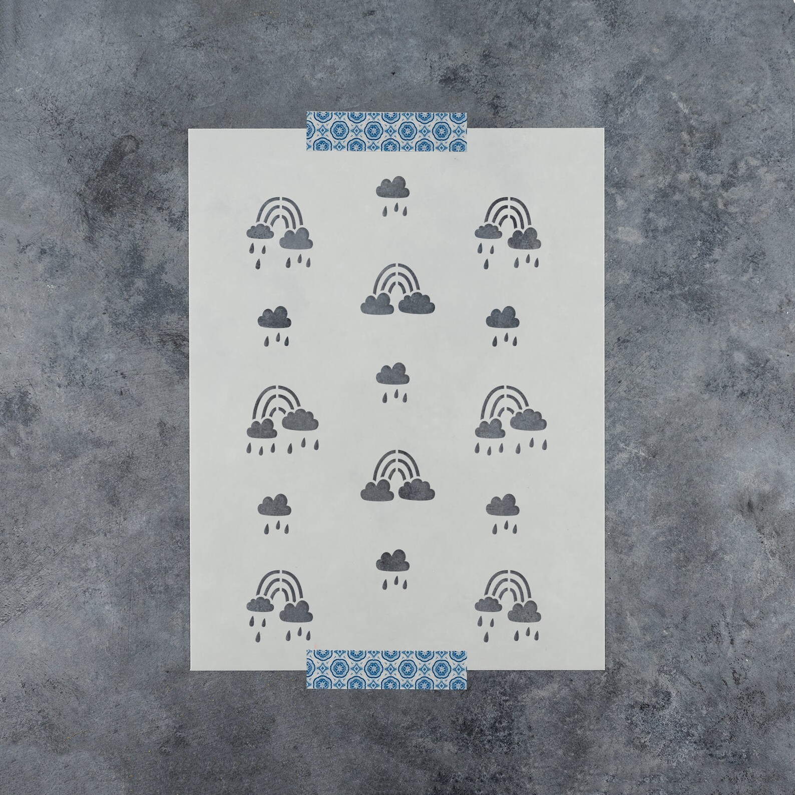 Rainbow Clouds Pattern Wall Stencil for Nursery, Kids Rooms, Bedroom ...