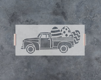 Easter Truck Stencil - Easter Stencil, Easter Egg Stencils, Plastic Stencils, Stencil Kit, Wood Sign Stencil, Sunday Stencil