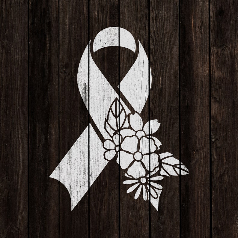 Floral Breast Cancer Ribbon Stencil Reusable Stencils For Etsy Floral Breast Cancer Ribbon Stencil Reusable Stencils For Etsy