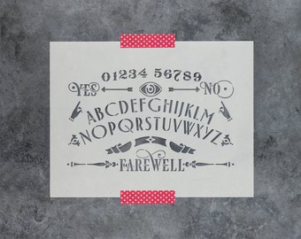 Ouija Board Stencil for Halloween Decor, Bat Design Craft Template, Gothic Ouija Stencils