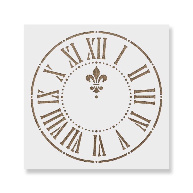 Clock Stencil for Wall Art, Reusable Clock Stencils with Roman Numerals for Craft and Decor image 2