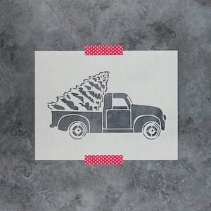 Christmas Truck Stencil for Wood Signs, Reusable Stencils for Holiday Crafts, Winter Art, Xmas Decor