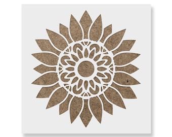 Mandala Sunflower Stencil for Painting Wood Walls Fabric – Reusable Plastic Stencils Template Design