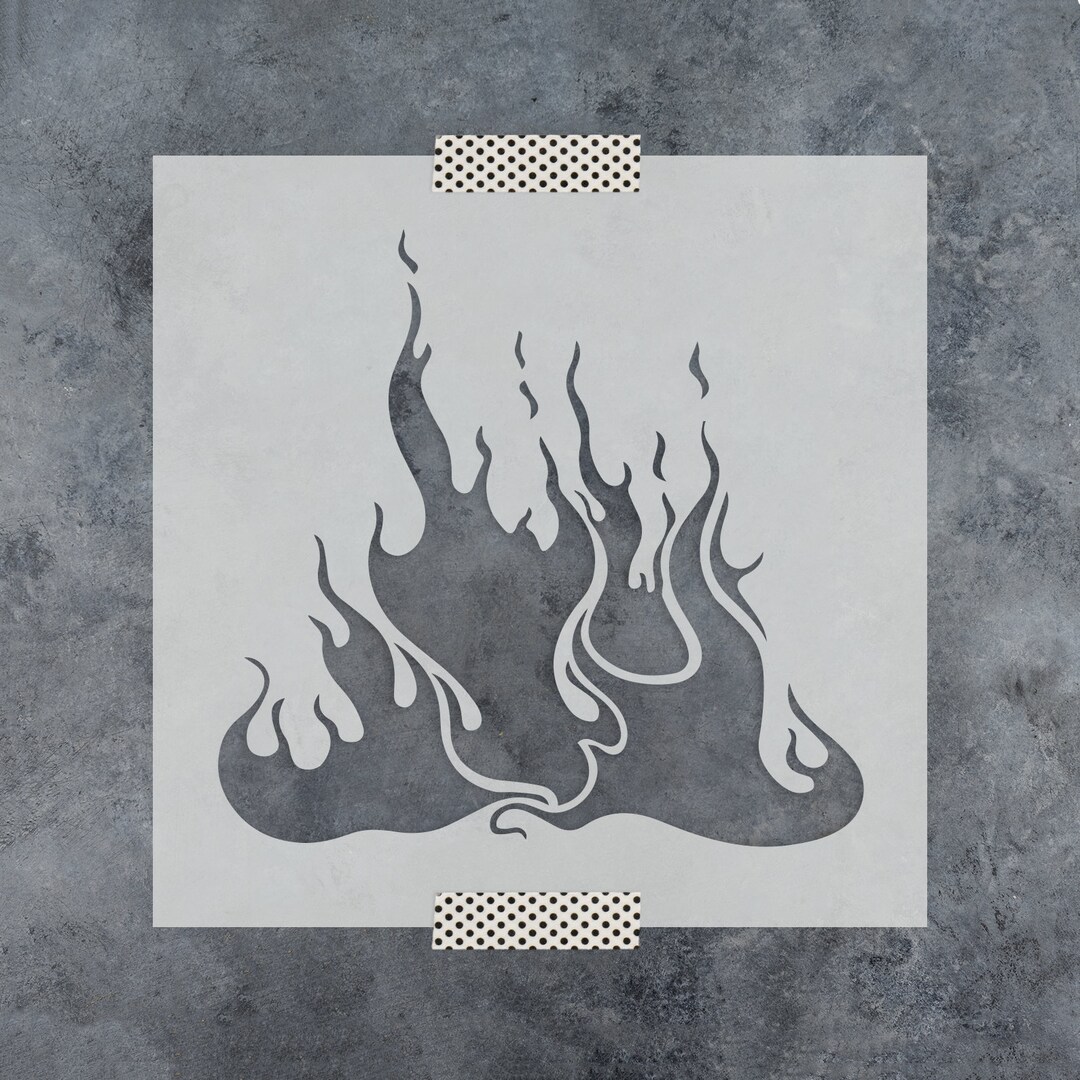 Flames Stencil Reusable Flames Stencil, Flame Stencil Template, Flames