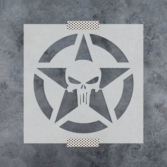 Punisher Skull Star Stencil Reusable Craft Stencils of the Punisher Skull  in a Star Better Than Punisher Decals and Punisher Stickers 