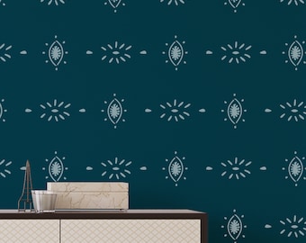 Boho Eyes Pattern Wall Stencil for Bedroom, Kitchen, Living Room, Decorating Stencils