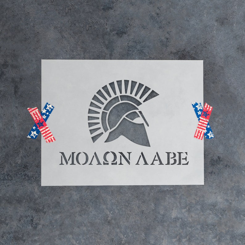 Molon Labe Spartan Helm Stencil Spartan Stencil Molon - Etsy