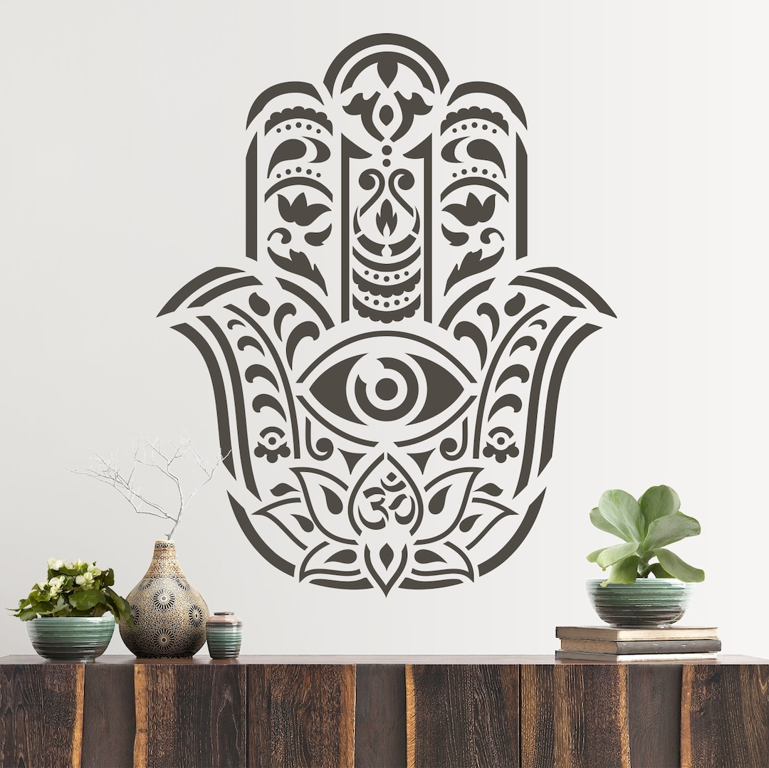 Hamsa Palm Mandala Stencil - Hamsa Stencil, Mandala Stencils, Large ...