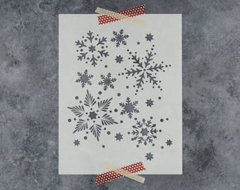 Snowflakes Pattern Stencil - Beautiful Christmas Stencil Snowflake Pattern, Christmas Craft Ideas For Gifts, Christmas Sign, Holiday Stencil