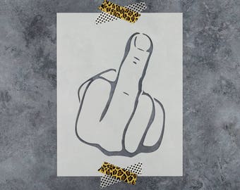 Middle Finger Stencil - Middle Finger Stencils, Middle Finger, Finger Stencil, Swear Word Stencil, Middle Finger Print