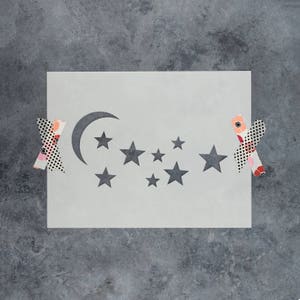 Moon And Stars Stencil - Moon Stencil, Stars Stencils, Stars Stencil, Galaxy Stencil, Solar System Stencil, Celestial Stencil