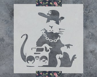 Banksy Hip Hop Rat Stencil - Banksy Stencil, Rat Stencil, Hip Hop Stencil, Rap Stencil, Banksy Stencils, Urban Stencils, Banksy Art