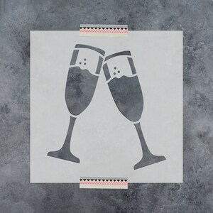 Champagne Glasses Stencil - Champagne Stencil, Glass Stencil, Champagne Stencils, New Years Stencil, Cheers Stencil, Wedding Stencil