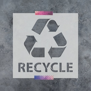 Recycle With Text Stencil - Recycle Stencil, Large Recycle Stencils, Recycle Symbol, Green Stencil, Clean Stencil, Recycle Symbol