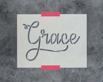 Grace Script Stencil - Reusable Word Stencils  for Wood Signs of Grace Script