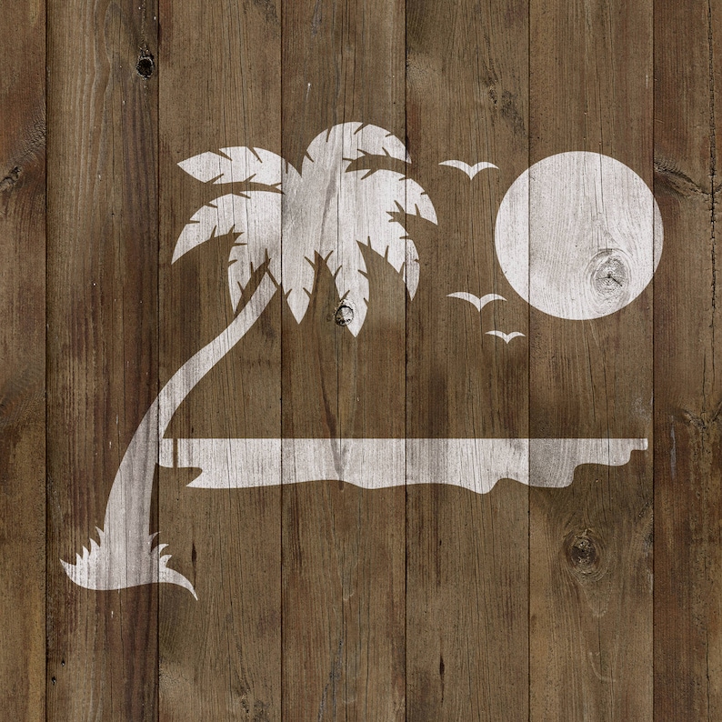 Beach Stencil Laser Cut Mylar Stencil Beach Scene Etsy