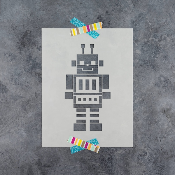 Robot Stencil - Reusable Robot Stencil, Large Robot Stencils, Stencil Robot, Stencil Of Robot, Stencils Of Robot, Robot Stencil Art