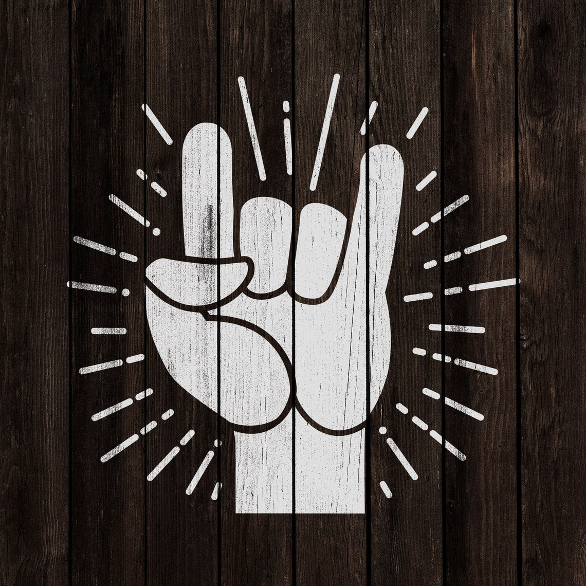 Rock Hand Stencil - Rock and Roll, Rock Hand Stencil, Rock Stencil ...