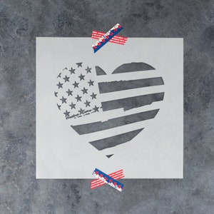 American Flag Heart Stencil - Heart Flag Stencil, American Stencil, Heart Stencil, Heart Stencils, America Stencil, Flag Stencil
