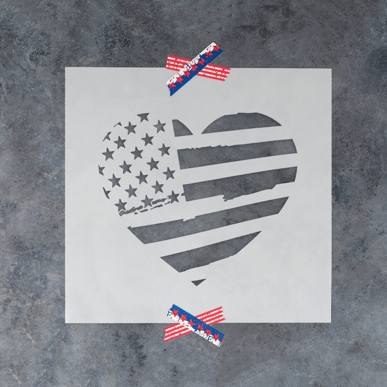 American Flag Heart Stencil Reusable DIY Craft Stencils of - Etsy