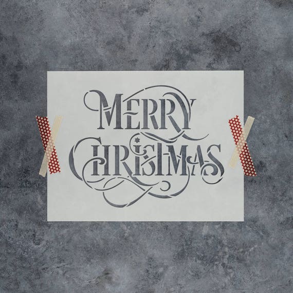 Merry Christmas Stencil Reusable DIY Stencil of Merry | Etsy