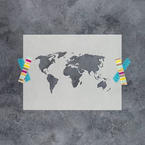 World Map Stencil Reusable Map of the World Outline for Home Decor and Craft Stencils