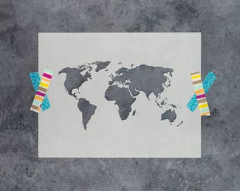 World Map Stencil - Reusable Map of the World, World Map Stencil, Large Sizes Available - Great World Map Decal Alternative