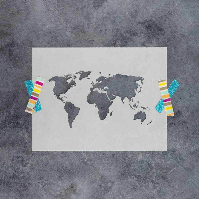 World Map Stencil Reusable Map of the World, World Map Stencil, Large Sizes Available Great World Map Decal Alternative image 1