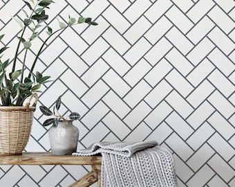 Brick Angle Pattern Wall Stencil for Walls, Kitchen, Bathroom, Large Modern Stencils