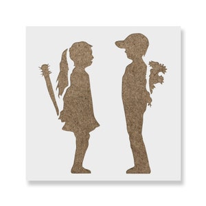 Banksy Stencil - Girl Boy Banksy Art with Canvas Design - Street Art Graffiti Stencil for DIY Projects - Affordable and Durable