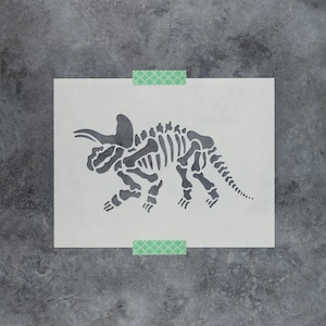 Triceratops Dinosaur Skeleton Stencil - Reusable DIY Craft Stencils of a Triceratops Dinosaur Skeleton