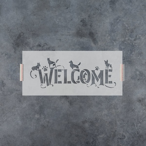 Welcome Dog Sign Stencil - Reusable Welcome Stencils, Welcome Stencil Designs, Pets Stencil, Dogs Stencil, Signs Stencil