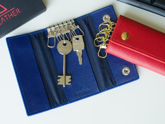 saffiano leather keychain