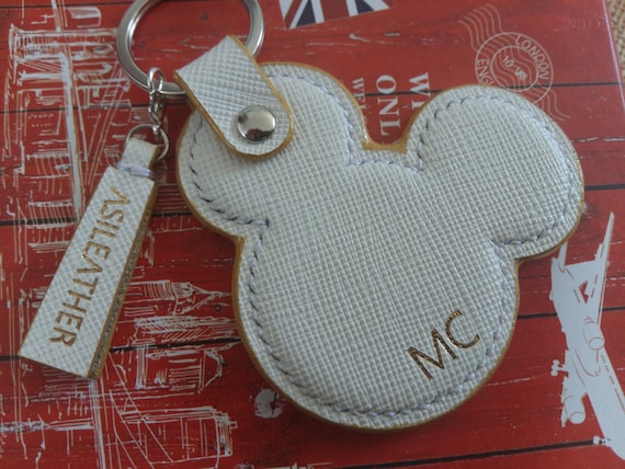 Cute Genuine Leather Keychain Mickey Mouse Lanyard Keyring Clothes