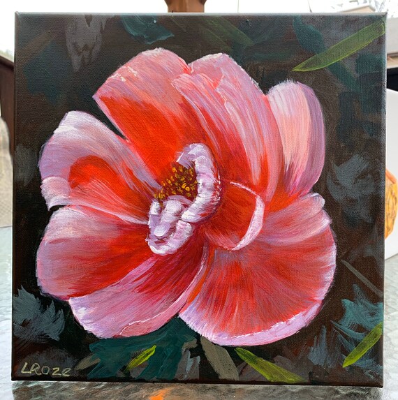 Original Acrylic Wall Art 11x14, Flower Painting, Floral Painting