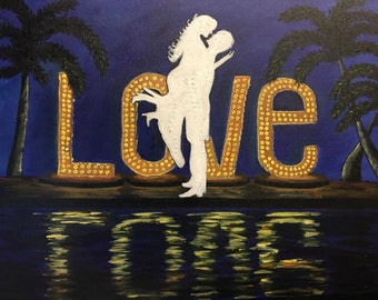 Acrylic love Painting on canvas 16x20, wedding, love, couple, beach, Title: Wedding Day