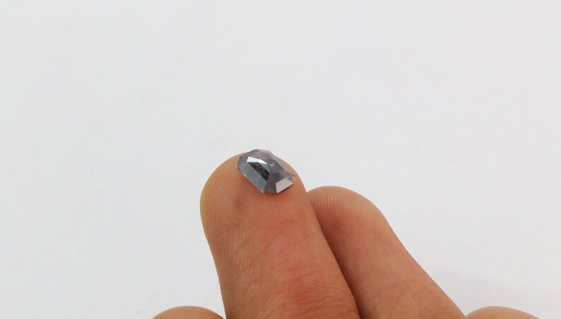 0.85 Ct 7.90x5.53mm Natural Salt and Pepper Radiant Shape Grey Black Color Diamond A149