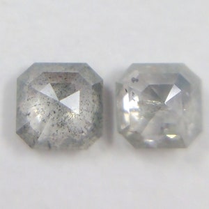 0.48 Ct 3.51x3.44mm Natural Pair Salt And Pepper Asscher Shape Transparent White Color Diamond C124