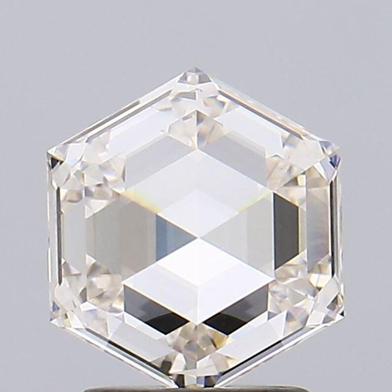 Hexagon Step Cut Lab Grown Diamond Ring | Geometric Bezel Set ...