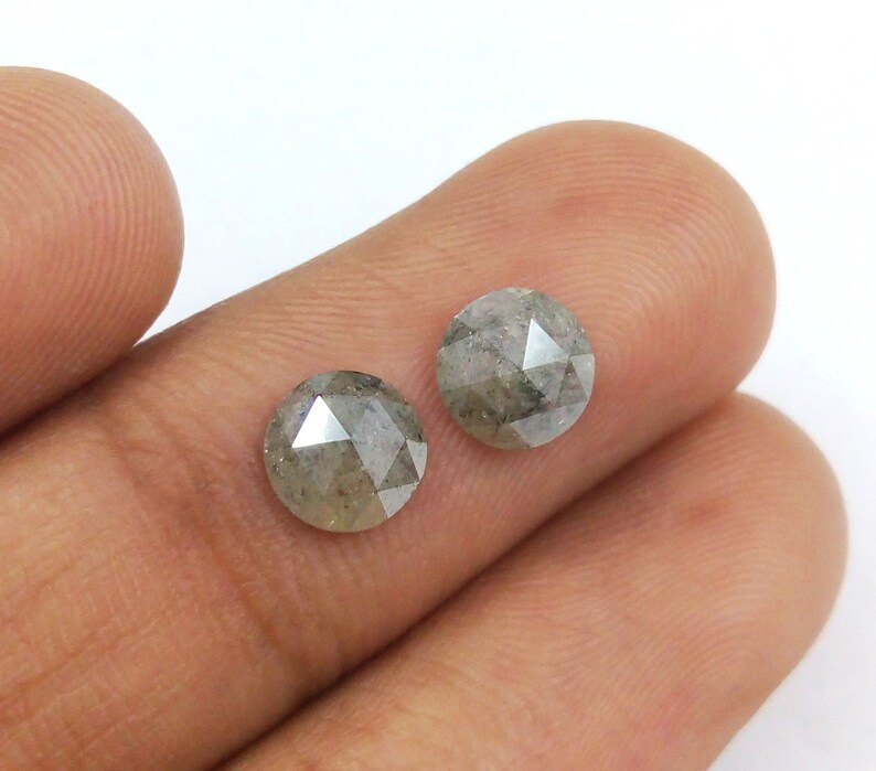 1.80 Ct Natural loose Salt And Pepper Pair Round Rose Cut Diamond A460