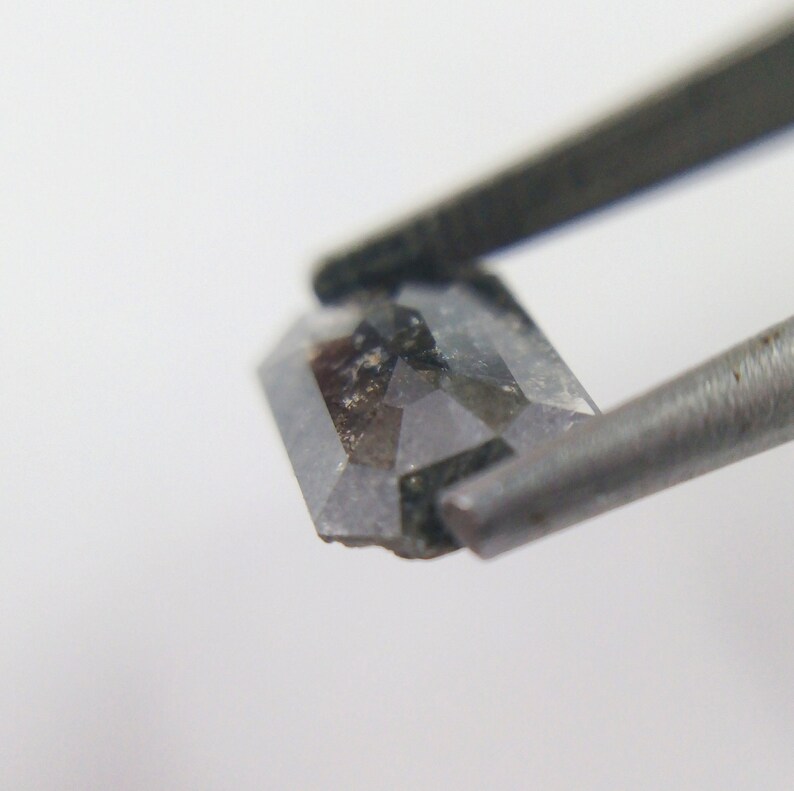 0.85 Ct 7.90x5.53mm Natural Salt and Pepper Radiant Shape Grey Black Color Diamond A149