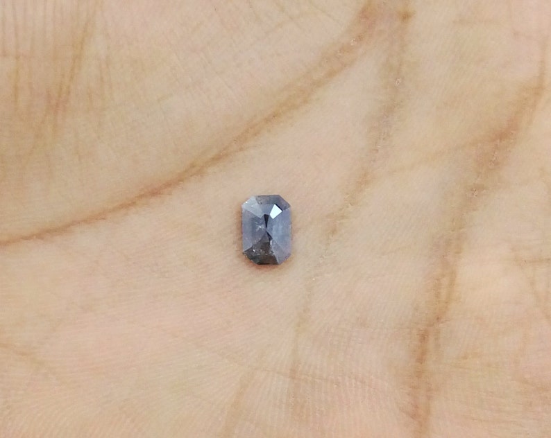 0.85 Ct 7.90x5.53mm Natural Salt and Pepper Radiant Shape Grey Black Color Diamond A149