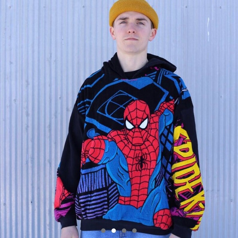 1994 Vintage shops Marvel Spider-Man Custom Towel Pullover XL