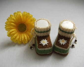 Baby shoes knitted, baby shoes, baby socks, baby booties *Stofferl*, boots, gift, costume fashion, edelweiss, Bavaria, mountains