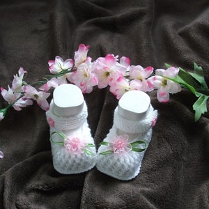 Babyschuhe, Babysocken, Ballerina gestrickt FUCHSIE Bild 6