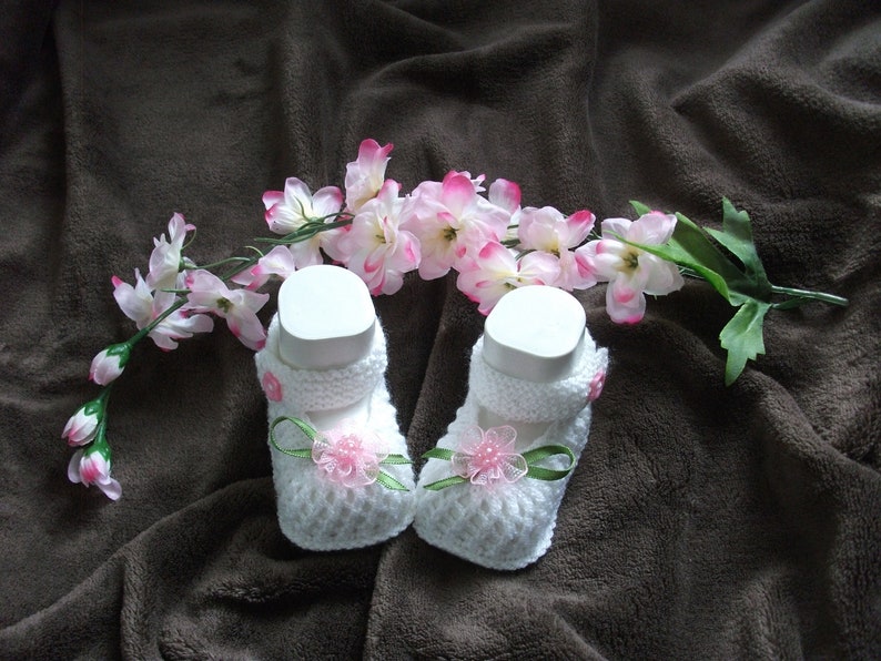 Babyschuhe, Babysocken, Ballerina gestrickt FUCHSIE Bild 6